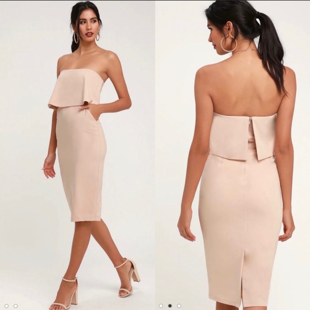 Lulus tan strapless dress Sz small